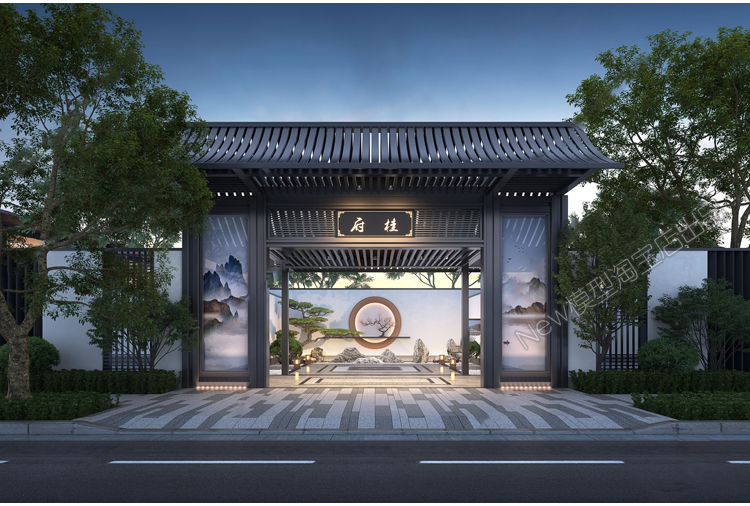 图片[14]-中式现代别墅工厂学校住宅小区入口大门单元入户门3D模型库3dmax-cg男孩