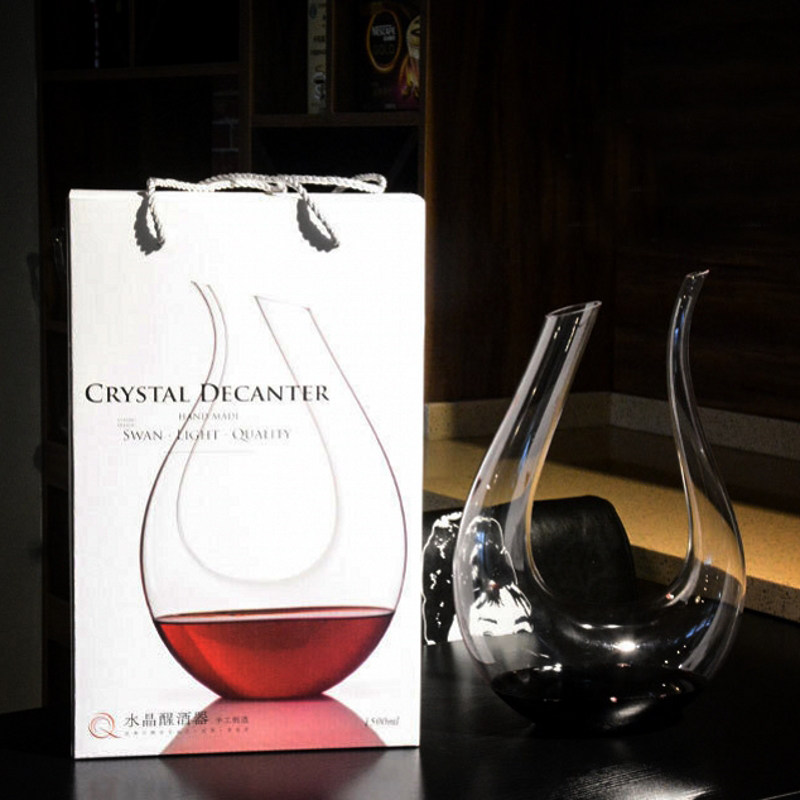 Unleaded Crystal Glass Quick U Type Decanter Red Wine Glass Double saluted box set High foot cup brief Wine Pot