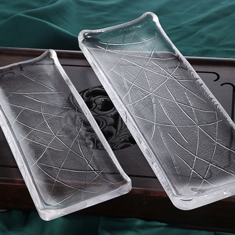 Creative Transparent Strip Glass Plate Rectangular Day Style Cuisine Pendulum Dish Home Fish Pan Flat Pan Sushi Dish Cutlery