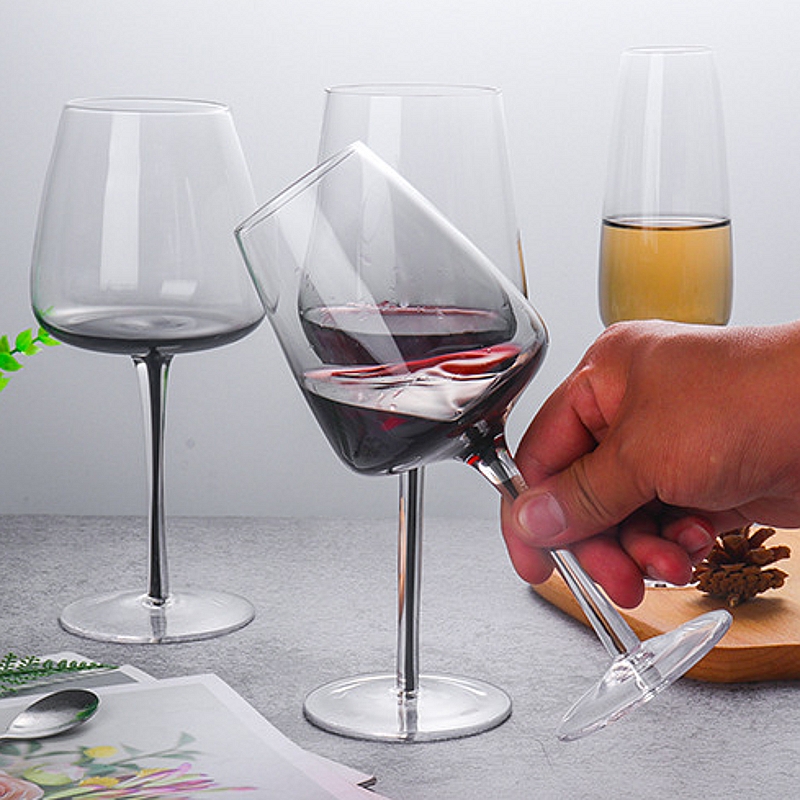 Creative Pretty Inner Silk Tobacco Grey Crystal Glass Red Wine Glass Champagne Cups Artificially Blown Wine High Foot Cup Suit