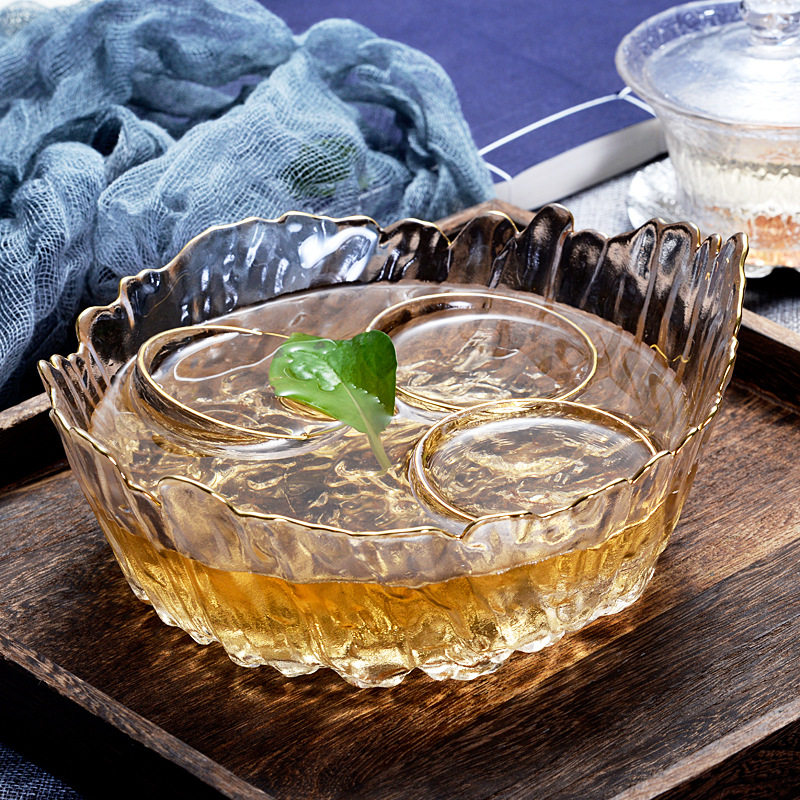 Japanese hand-hammered glass tea cup pen washing water washing dishes Water bowl Large Kung Fu tea tea ceremony accessories Fruit plate