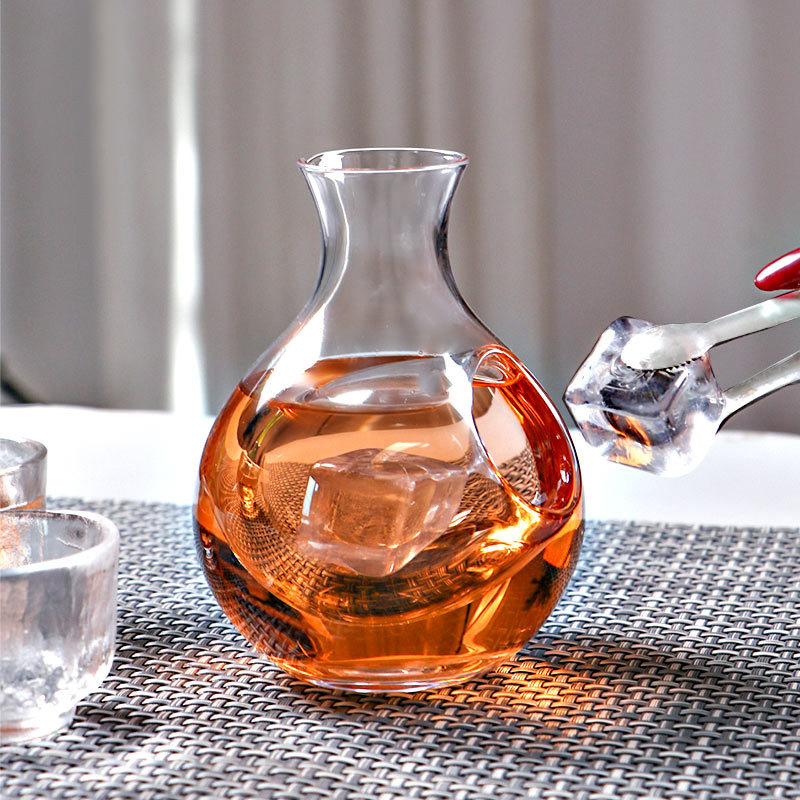 Ice Wine Jug Unleaded Glass Day Style Clear Wine Pot Suit Sub-Wine Iceberg Jug Foreign Wine Clear Wine Bottle Hollowing-out Wine Decanter