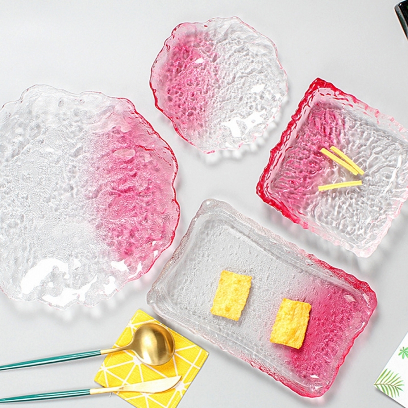Day Style Creative Ice Dew Fruit Dessert Pan Plate Sushi Pan Dinner Plate Rectangular Saucer Household Tea Tray Cutlery
