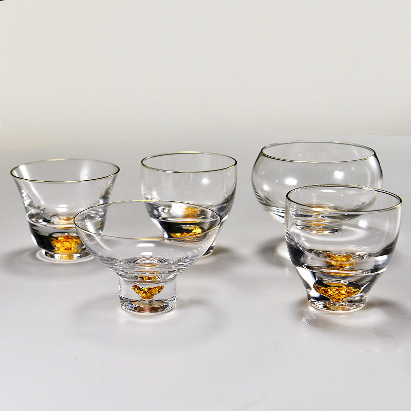 Japanese crystal glass tea cup Thickened heat-resistant gold foil tea cup Fair cup Kung Fu cup Individual cup Single cup tea set