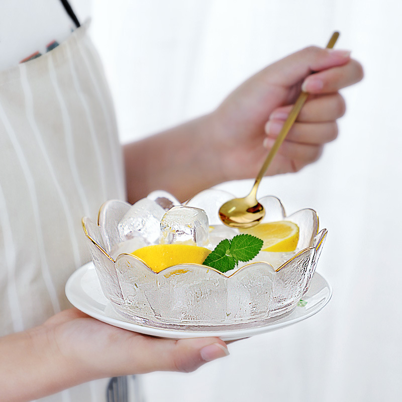 Phnom Penh Sweet Glass Bowl Crystal Heat Resistant Transparent Fruit Salad Sugar Water Single Net Red Wind Household Cutlery