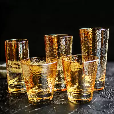 Gold Hammer Minee glass Amber crystal glass teacup beer cup juice cup drink cup household water Cup