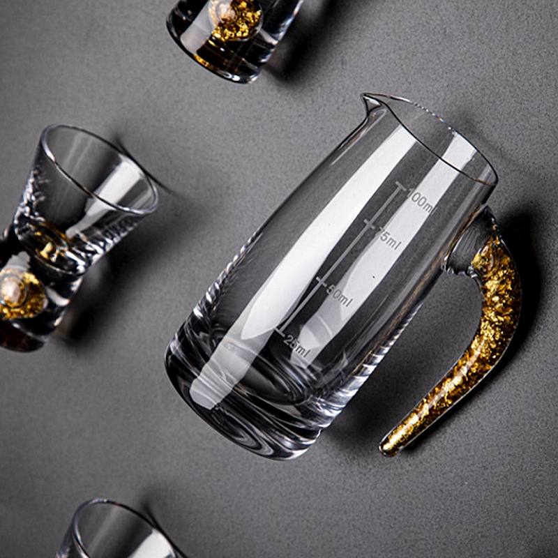 Crystal small wine glass with gold leaf crystal glass wine dispenser spirit glass bullet glass wine set