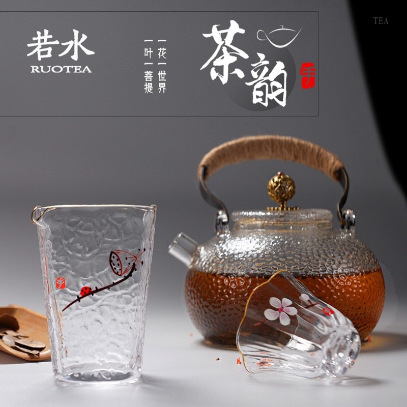 Hand painted glass square fair cup Hammer pattern fair cup Male cup Small tea sea Japanese Kung Fu Tea Road Tea set accessories