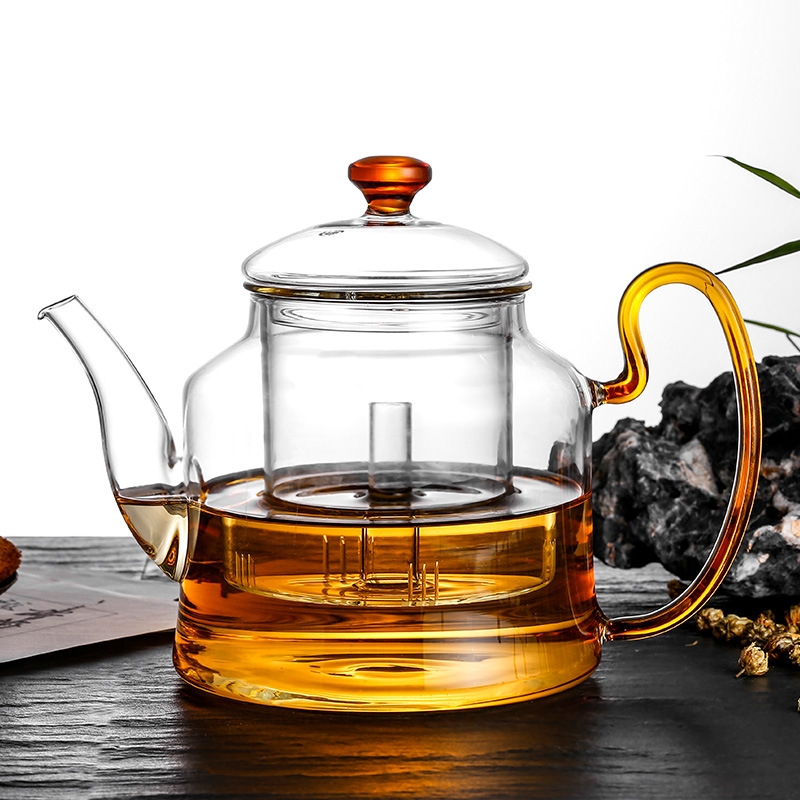 Japan-style Handmade Heat-Resistant Glass Cooking Teapot Liner Steam Teapot Black Crystal Furnace Large Number of Kettle Foam Teapot
