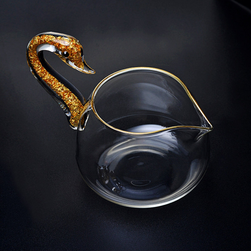 Crystal glass fair cup heat-resistant gold foil take the male cup swan to filter the tea divider filter Gongfu tea furniture accessories