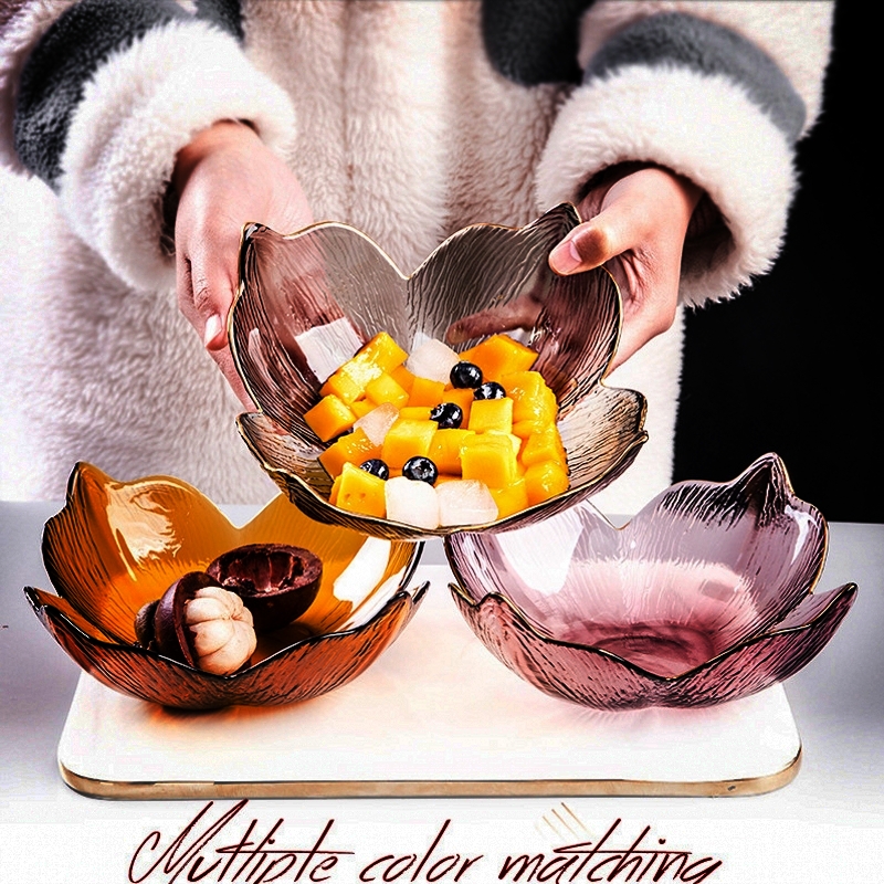 Nordic Creative Lily Phnom Penh Irregular Glass Bowl Vegetable Salad Bowl of Petal Bowl Sweet bowl Breakfast Fruit Bowl