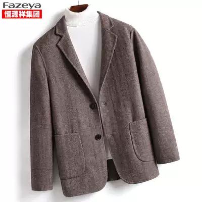 Hengyuanxiang color wool woolen coat men's suit without cashmere double-sided nanny coat herringbone slim suit jacket