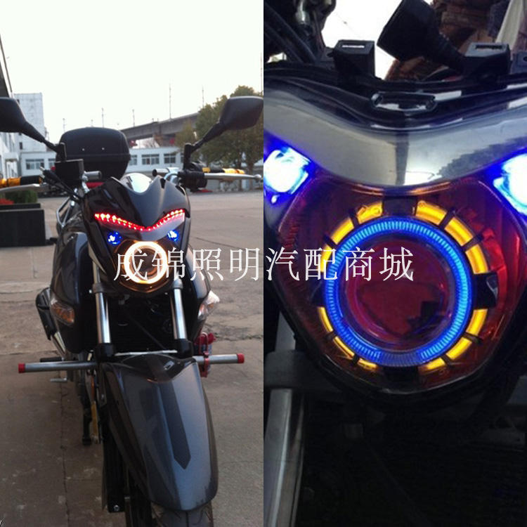 Xe máy Xenon Light GW250 Lắp ráp đèn pha Refit Dual Light Lens Angel Eye Devil Eye Phụ kiện HID - Đèn HID xe máy đèn xe dream