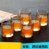 Hexagon Cup glass cup household uncovered water cup milk cup cold water cold water transparent tea cup Set 6 sets