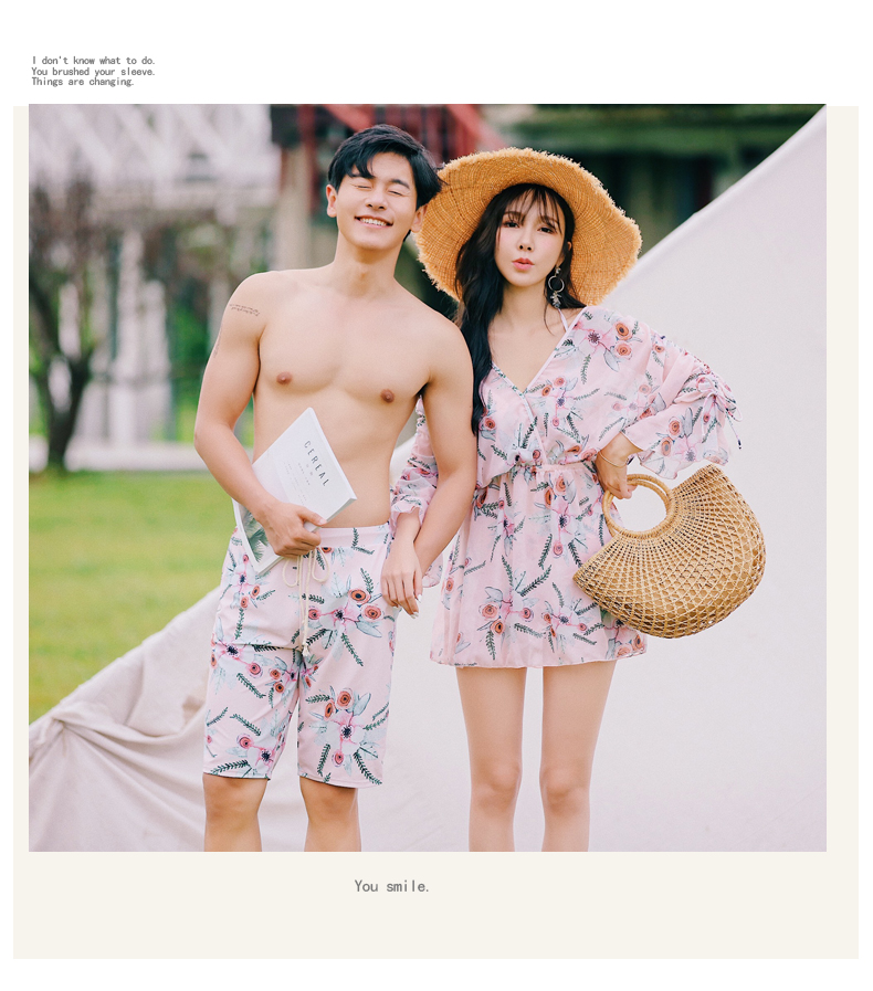 Quần đi biển Hoa Cặp đôi Bộ bikini Đồ bơi ba mảnh Bảo tồn Phụ nữ Khu nghỉ dưỡng Bãi biển mỏng - Vài đồ bơi đồ đôi đi biển cho nữ