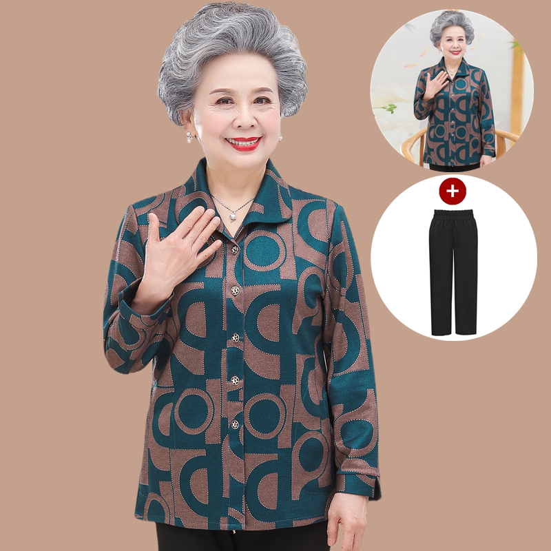 เสื้อผ้าฤดูร้อนสำหรับสตรีวัยกลางคนและผู้สูงอายุ คุณแม่วัย 60–70 ปี ชุดสูทแขนยาว เสื้อเชิ้ตฤดูใบไม้ผลิและฤดูใบไม้ร่วงสำหรับคุณยาย แจ็กเก็ตสำหรับภรรยา เสื้อผ้าสำหรับผู้สูงอายุ