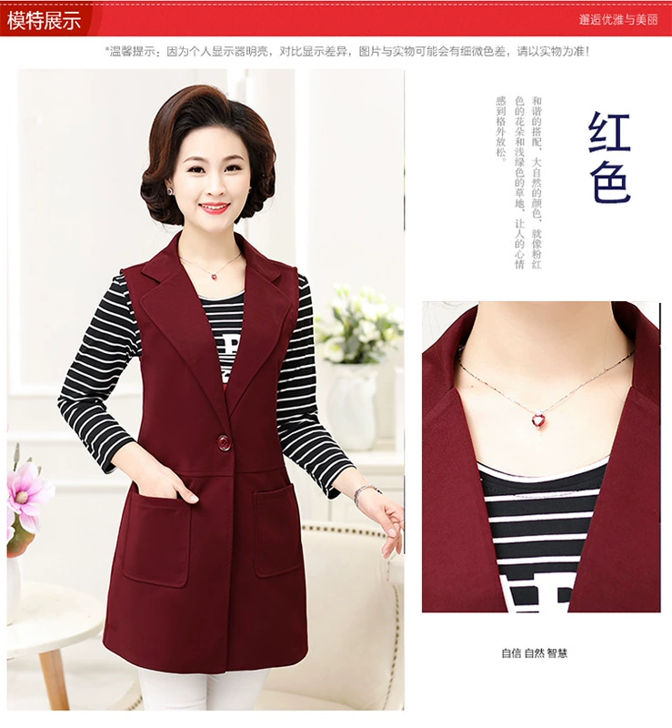 Áo vest nữ trung niên mùa xuân và mùa thu mới dành cho phụ nữ trung niên mùa thu áo khoác lỏng lẻo của mẹ
