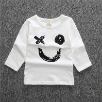 Boys long sleeve T-shirt spring and autumn s4 baby bottomed clothes for small children cotton girls smiling face black and white color blouse