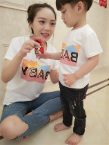 baby jumpsuit parent-child dress summer Q4 baby flat corner 1 childrens T-shirt baby mother top dress