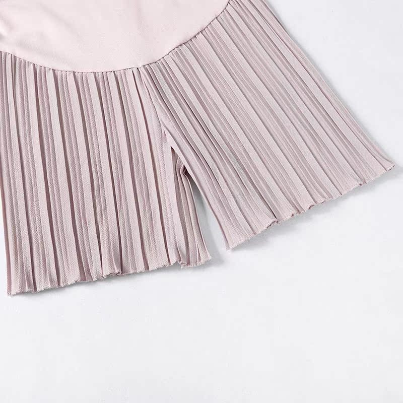Quần bà bầu xuân hè 2019 phiên bản Hàn Quốc mới của quần lửng ôm eo cao có thể điều chỉnh thủy triều mẹ chạm đáy quần short mẫu thời trang - Phụ nữ mang thai quần / quần bụng quần bầu ống rộng