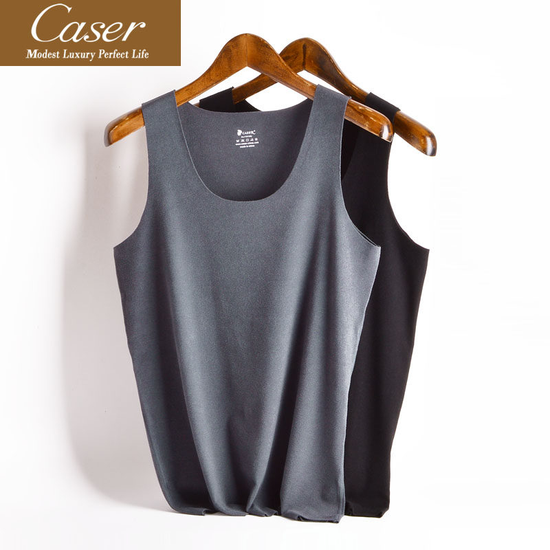 Caesar Caser men without trace warm vest underwear round collar autumn and winter triple-in-face wear with hand-cut vests