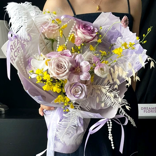 星语 Китайский День Святого Валентина с тиснением, бронзовая блестящая серия, оберточная бумага для букета цветов, романтическая картина маслом, художественная бумага, оберточная бумага для цветов