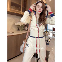 Stock-Fried Street Sportswear Suit Women 2024 New Spring Autumn Fashion Wear Hitch Casual Online Red Sweater Two Sets