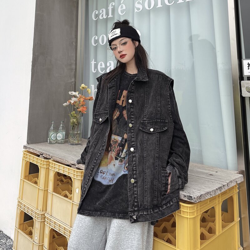 Retro Denim Vest Jacket for Women, Spring and Summer New Style, Korean Style, Loose and Versatile, Layered Vest Top, Trendy