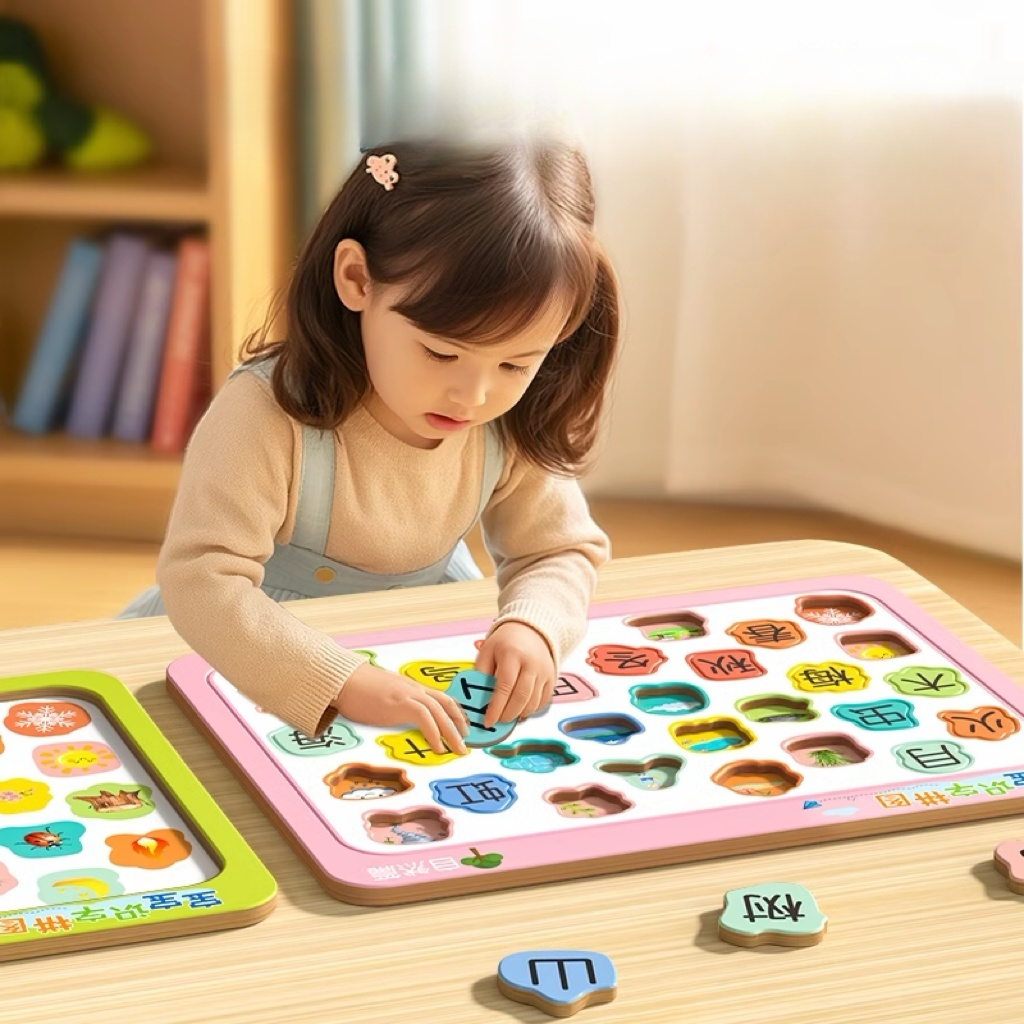 早教识字拼图幼儿园宝宝认字认知卡片2-6岁儿童进阶益智学习玩具