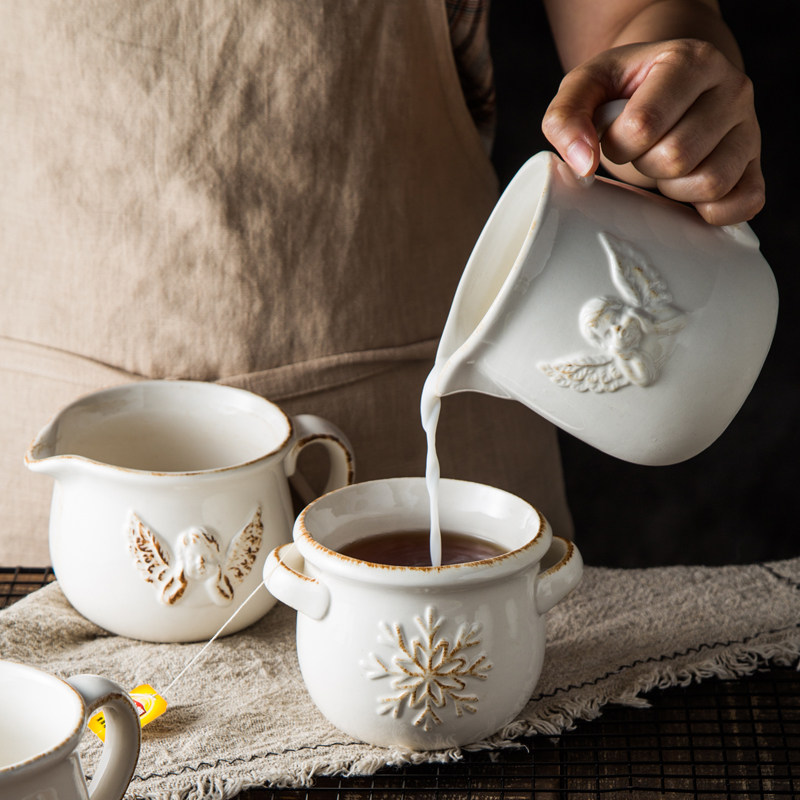 Home Ceramic Hot Milk Pot Microwave Hot Milk Cup Milk Mug Easy To Clean Auvinistic Retro Reliefs Making Old Vases