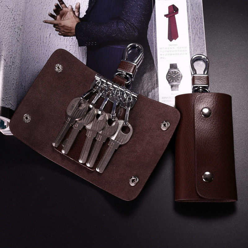 Guangzhou manufacturers leather leather men and women home key bag waist pad key bag custom logo gift