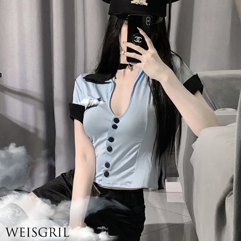 Cosplay Navy Sailor Costume Sexy instructor KTV Stage Temperament Flight Attendant Woman Anchor Suit