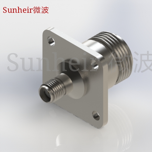 N to SMA Four-hole flange Stainless steel adapter Instrument panel NJ SMA Sunheir Microwave