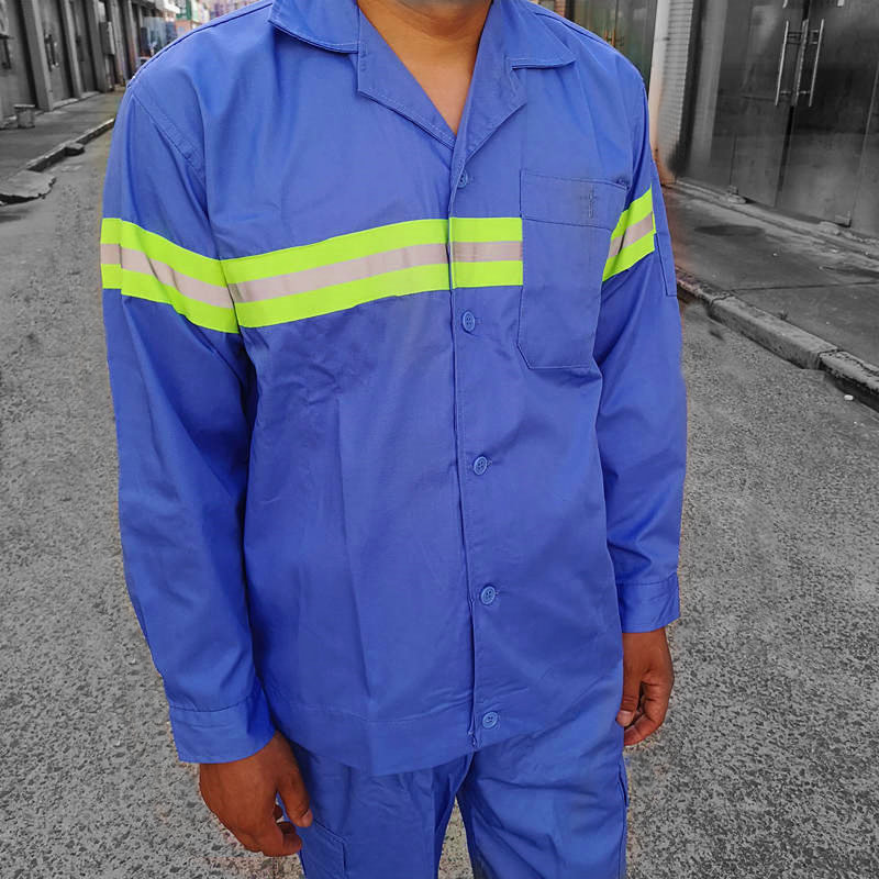 Customized worksuit long sleeve suit with reflective strip sanitation garden maintenance road construction auto repair