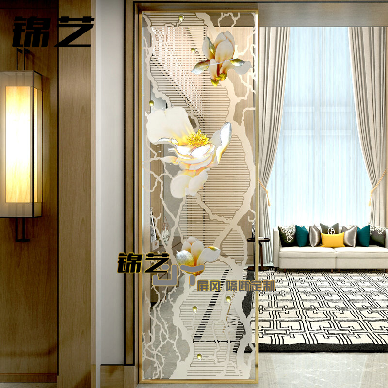 Customized network red American tempered transparent glass screen partition wall double side transparent light into the seating room