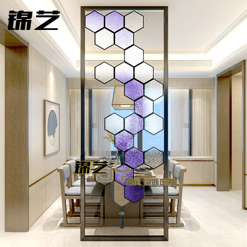 Customized transparent glass partition screen wind wall transmittance double sides modern simple entry to the seat restaurant decoration