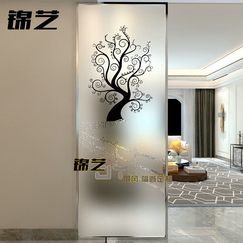 Customized modern stainless steel fried steel stainless steel stainless steel stainless steel stainless steel art glass screen partition household light transmitter living room