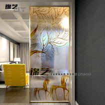 Custom-made carving art glass carved light-transmitting double-sided simple modern decorative partition wall screen entry porch