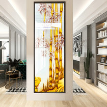 Customized European-style carved colored art glass background wall decoration corridor aisle restaurant decorative wall bamboo peace sign