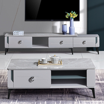  Bright rock board coffee table TV cabinet combination light luxury wind small apartment living room 2021 new simple modern slate table