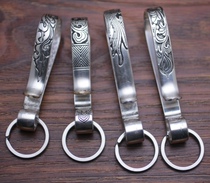 Handmade custom copper plated real silver U hook pants chain hook key chain financial cloth hook raising cow DIY accessories to send boyfriend