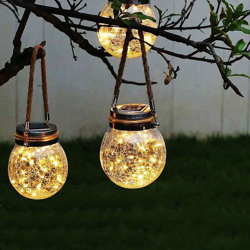 Courtyard sub-outdoor balcony villa landscape garden decoration home solar creative waterproof crack glass hanging lights