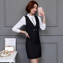 Professional dress female 2021 Autumn New Fashion teacher interview dress beautician overalls stewardess uniform overalls