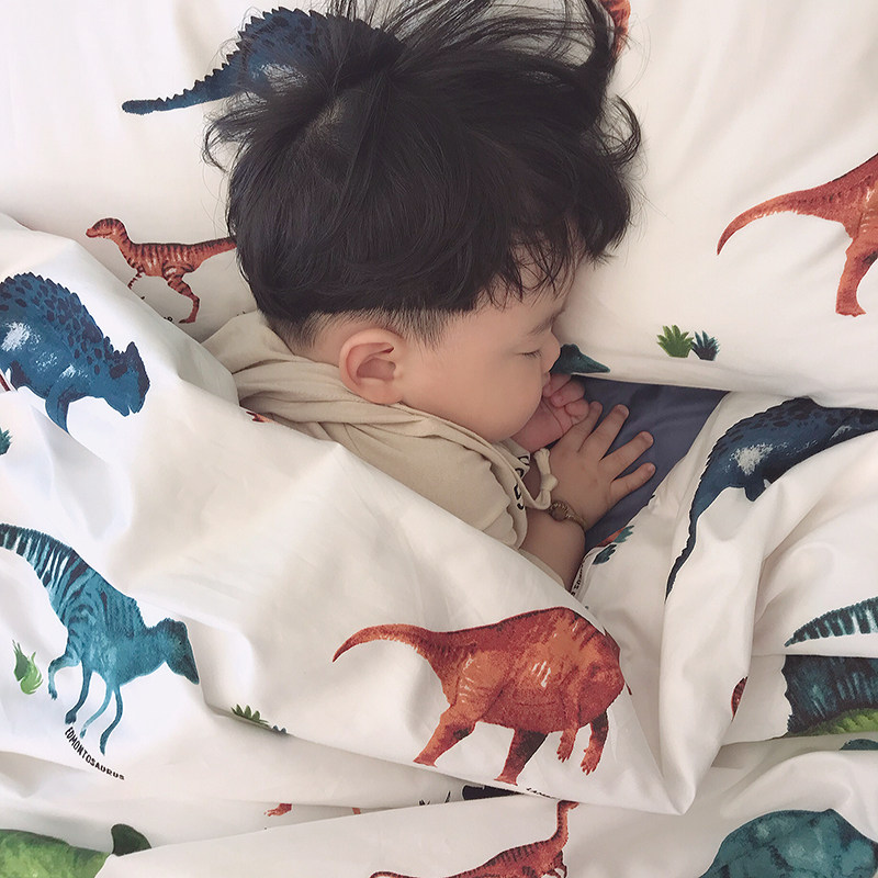 Custom-made pure cotton quilt cover children's kindergarten bed boys and girls 120*150 dinosaur quilt cover one piece pillowcase all cotton