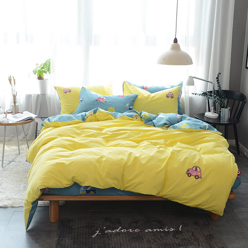 Reversible quilt cover single piece cotton washed cotton dinosaur car boys girls children cartoon cotton custom