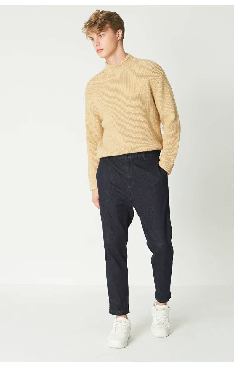 C & A Quần jean thoải mái cho nam Quần jean đen mùa đông Quần denim mới giặt CA200212008 phong cách ăn mặc nam