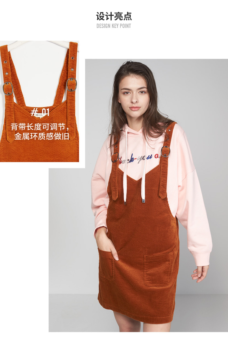 C & A Phong cách retro vải nhung kẻ sọc A-line nữ Mùa đông mới dài đến đầu gối CA200212281-FD váy liền chữ a dáng dài