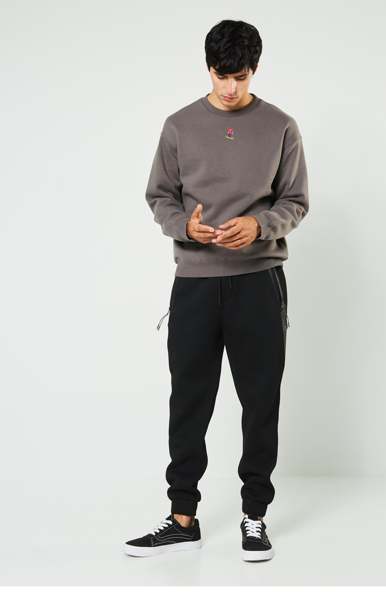 C & A áo thun cổ tròn thêu cộng với áo len nhung nam mùa đông oversize mẫu nhiều màu CA200212788 áo hoodie nam