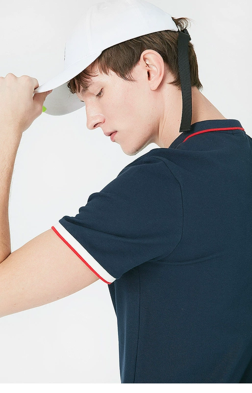 C & A Men Stretch Stretch Tương phản gân tay áo ngắn Áo thun đính cườm Cotton Casual Ve áo Top CA200202745 t shirt golf