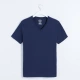 C & A cotton mỏng cổ chữ V ngắn tay áo thun nam Mùa hè giản dị đơn giản màu cơ bản đứng đầu ECD214004 áo thun form rộng nam